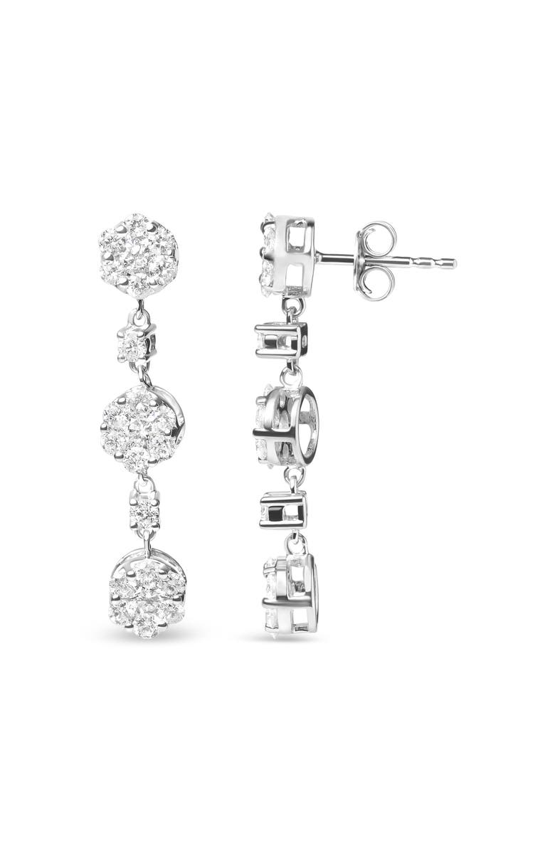 Haus of Brilliance 14K White Gold 2.00 Cttw Diamond Composite Cluster Floral Drop Earrings, Alternate, color, White
