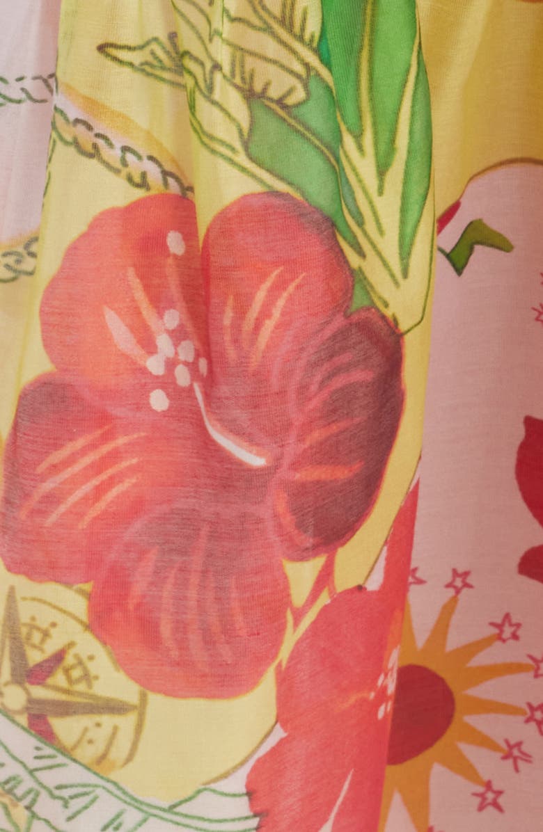 CIEBON Ellera Floral Print Midi Dress, Alternate, color, Tangerine Multi