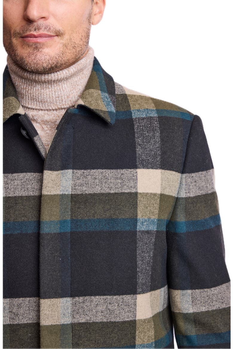 Buffalo Plaid Stretch Topper Overcoat, Alternate, color, KHAKI BUFFALO PLAID