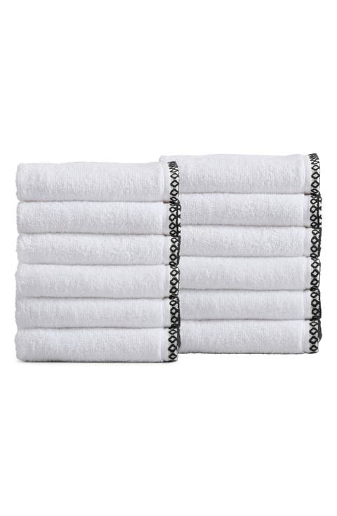 Border Stitch 12-Pack Cotton Hand Towels