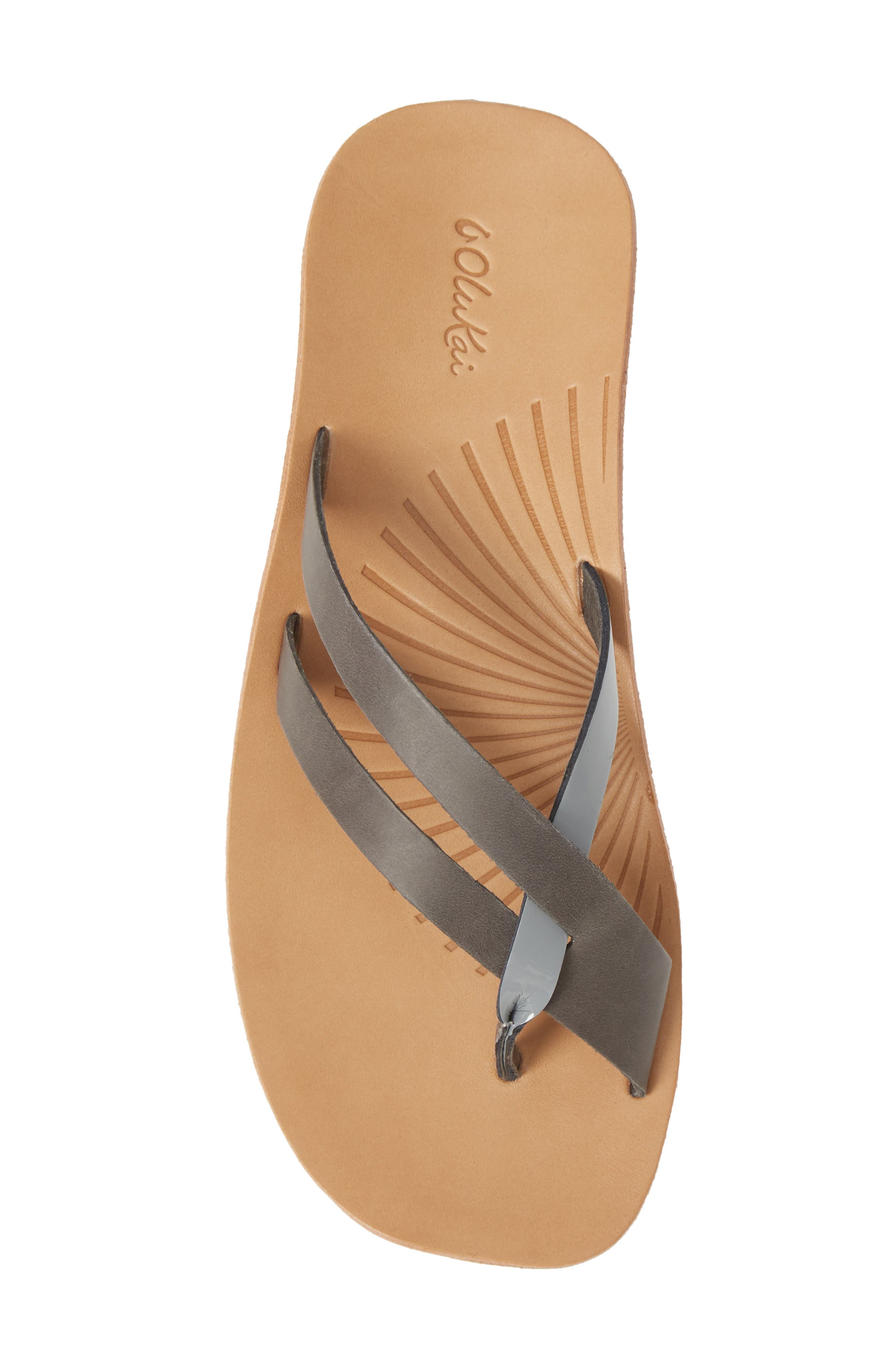 Kaha Flip Flop, Alternate, color, CHARCOAL LEATHER