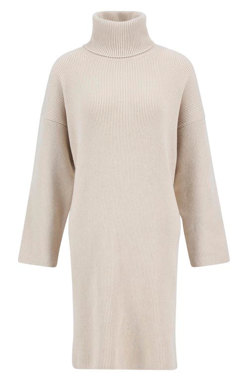 Barbour Rib Long Sleeve Cotton Blend Sweater Dress In Neutral