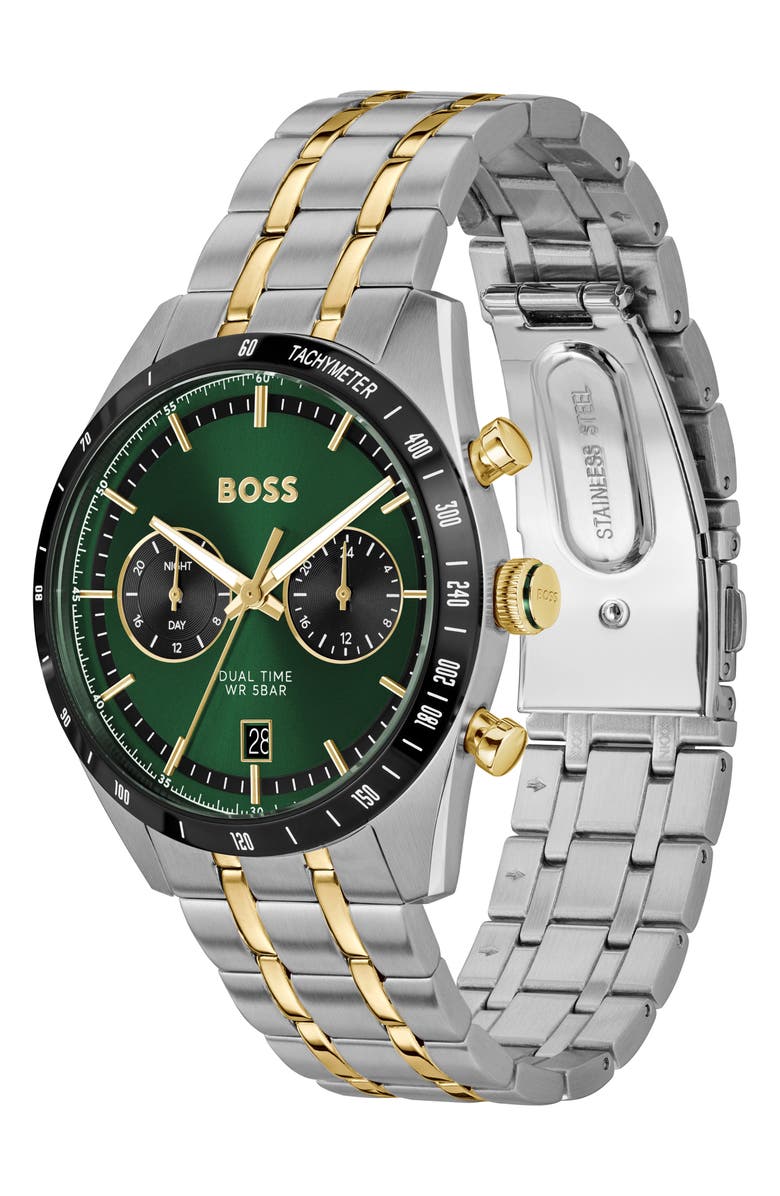 BOSS Tourmaster Chronograph Bracelet Watch, 41mm, Alternate, color, Green