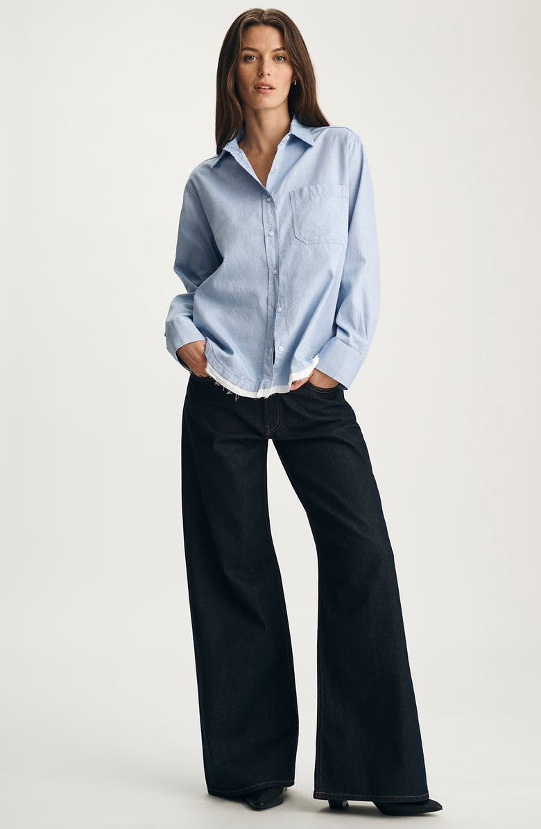 Mavi Jeans Distressed Cotton Button-Up Shirt, Alternate, color, 