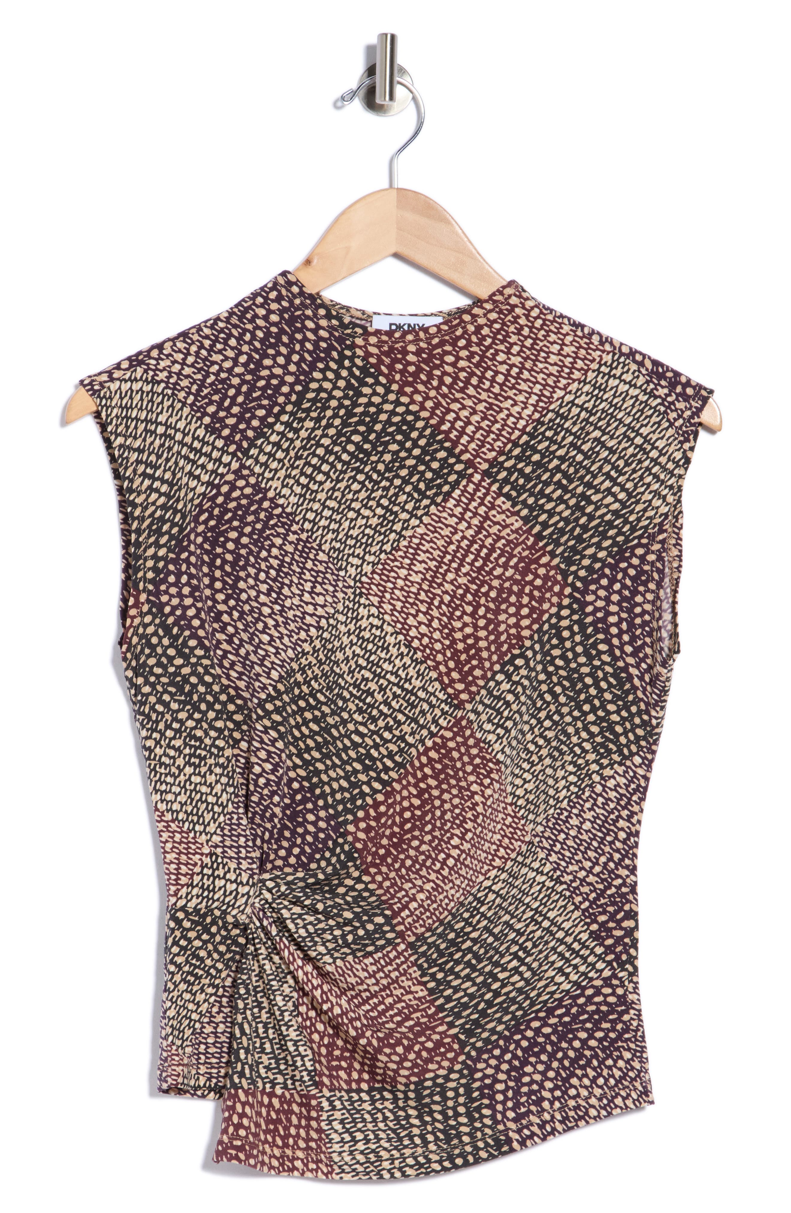 Knot Front Mock Neck Sleeveless Top