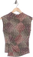DKNY Knot Front Mock Neck Sleeveless Top