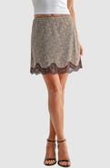 All in Favor Lace Trim Bias Cut Miniskirt