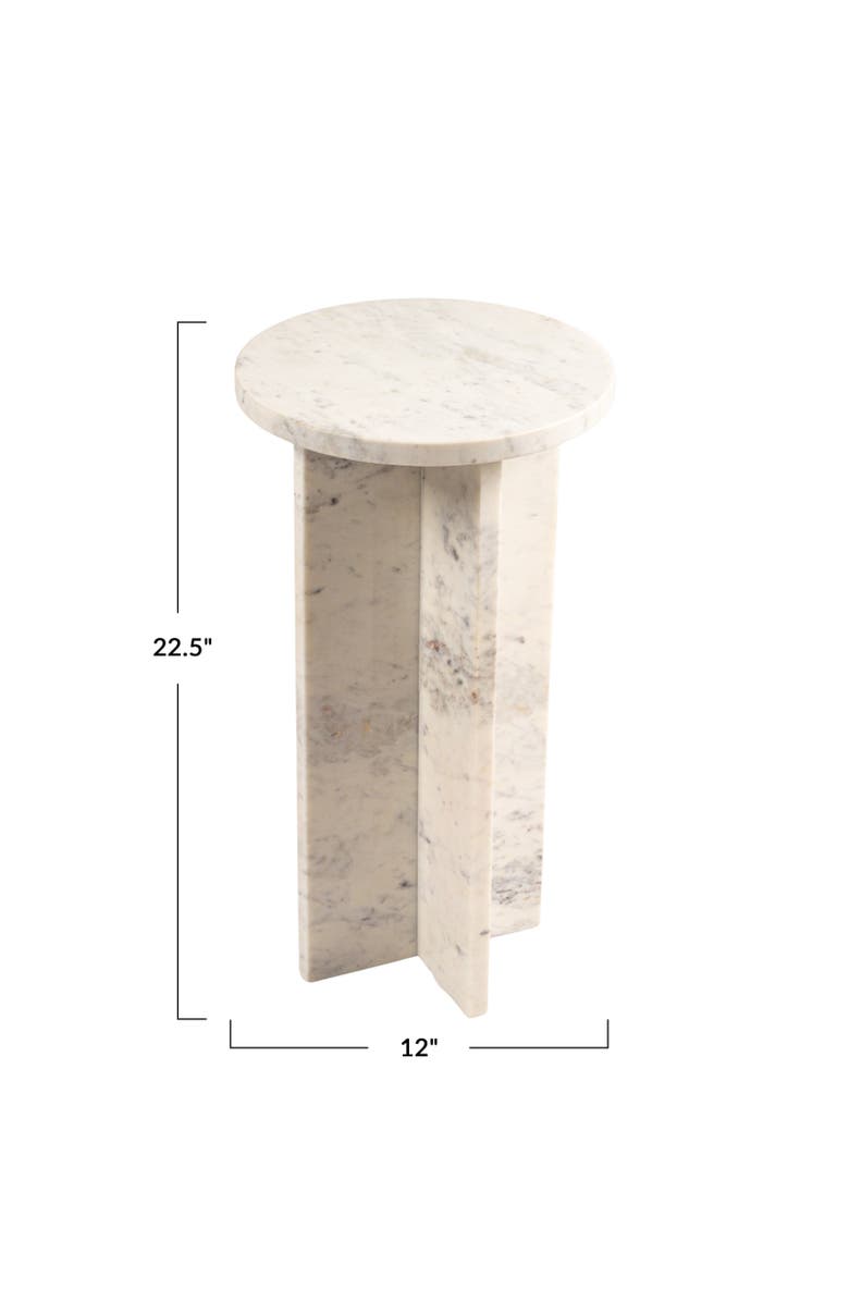 Olive Grove Martini Accent Table with Interlocking Cross Base, Alternate, color, White