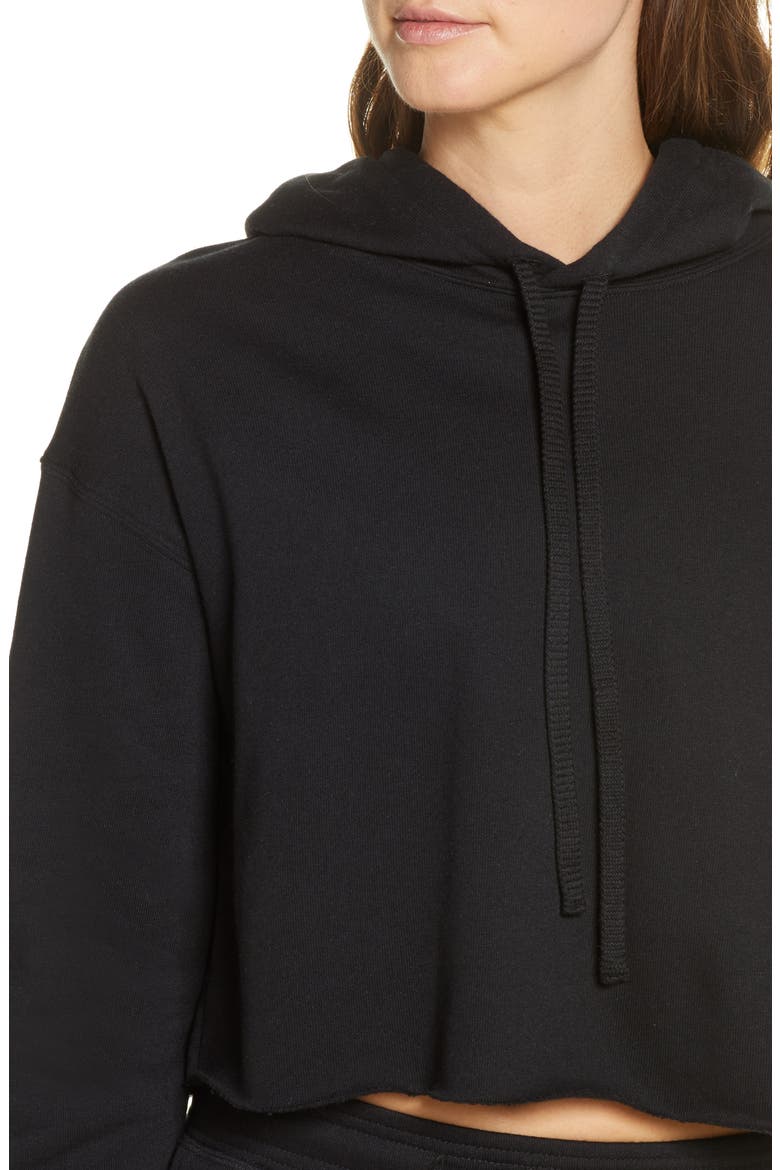 Solid Crop Hoodie, Alternate, color, BLACK