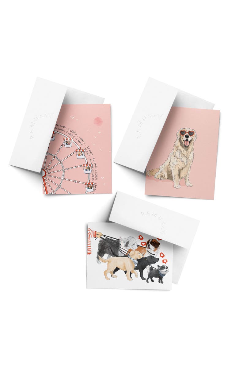 Ramus & Co Love/Friendship Greeting Card Pack (3ct) "Ferris Wheel, Dog Walking, Retriever", Main, color, Multi-Pack