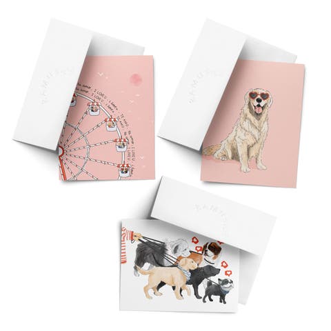 Love/Friendship Greeting Card Pack (3ct) "Ferris Wheel, Dog Walking, Retriever"