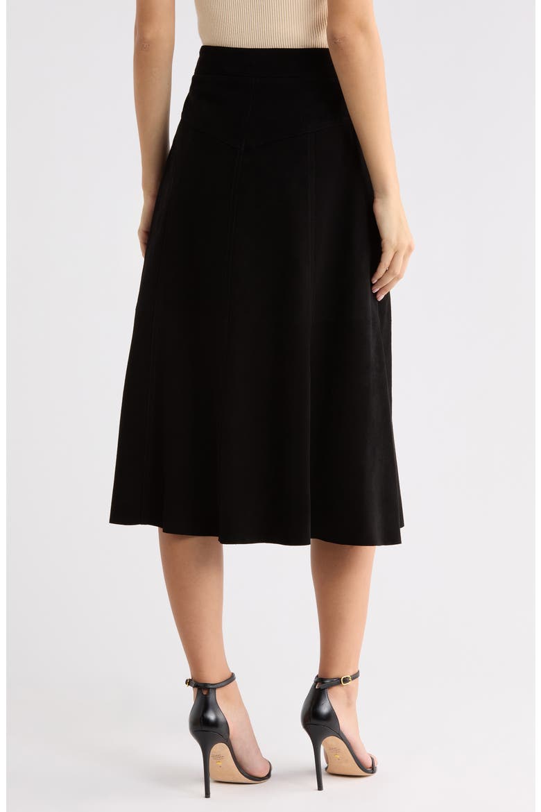 Calica Suede Midi Skirt, Alternate, color, BLACK