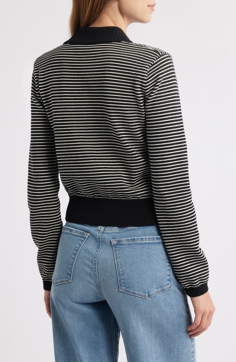 FRAME The Graduate Stripe Cotton Polo Sweater, Alternate, color, Black Multi