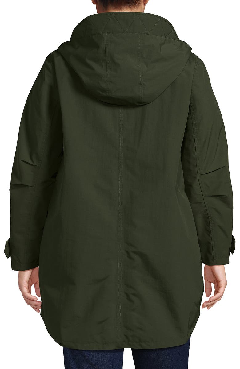 Lands' End Plus Size Squall A-Line Rain Jacket, Alternate, color, Darkest Olive