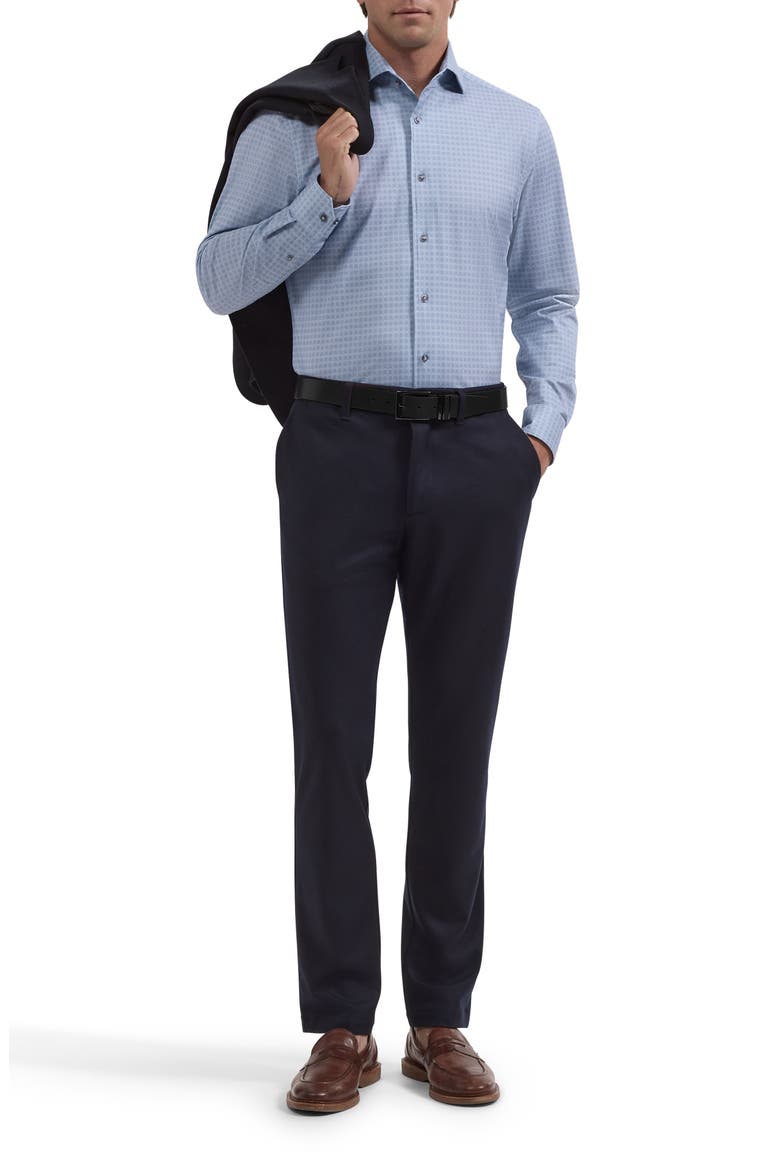 Devon OoohCotton Tech Grid Stretch Shirt, Alternate, color, HAZY BLUE