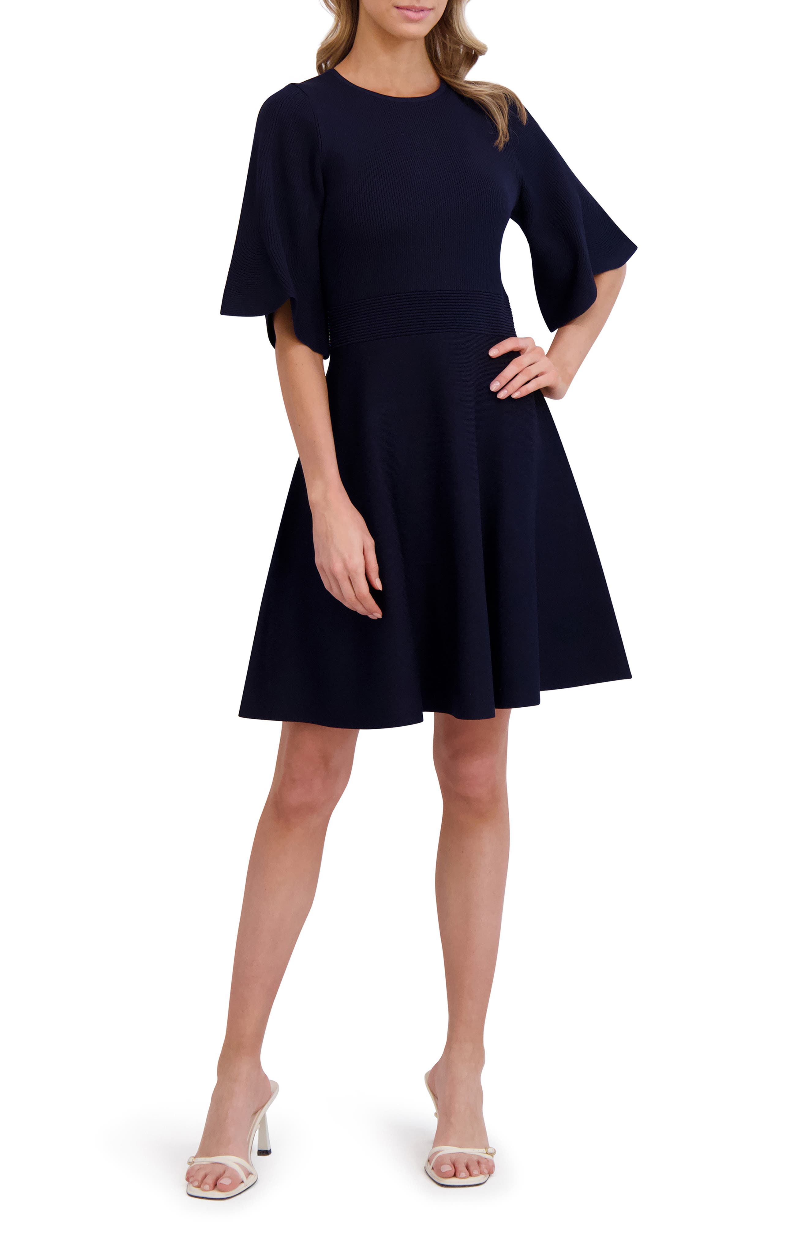 Ted Baker Flutter Sleeve Fit & Flare Sweater Dress