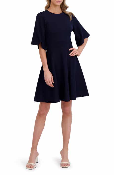 Ted Baker Flutter Sleeve Fit & Flare Sweater Dress