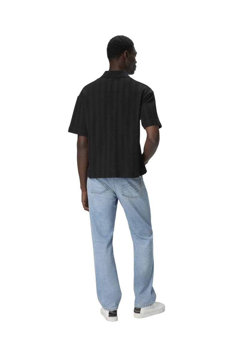 Missoni Cotton And Viscose Polo Shirt With Tone-on-tone Zigzag, Alternate, color, Black