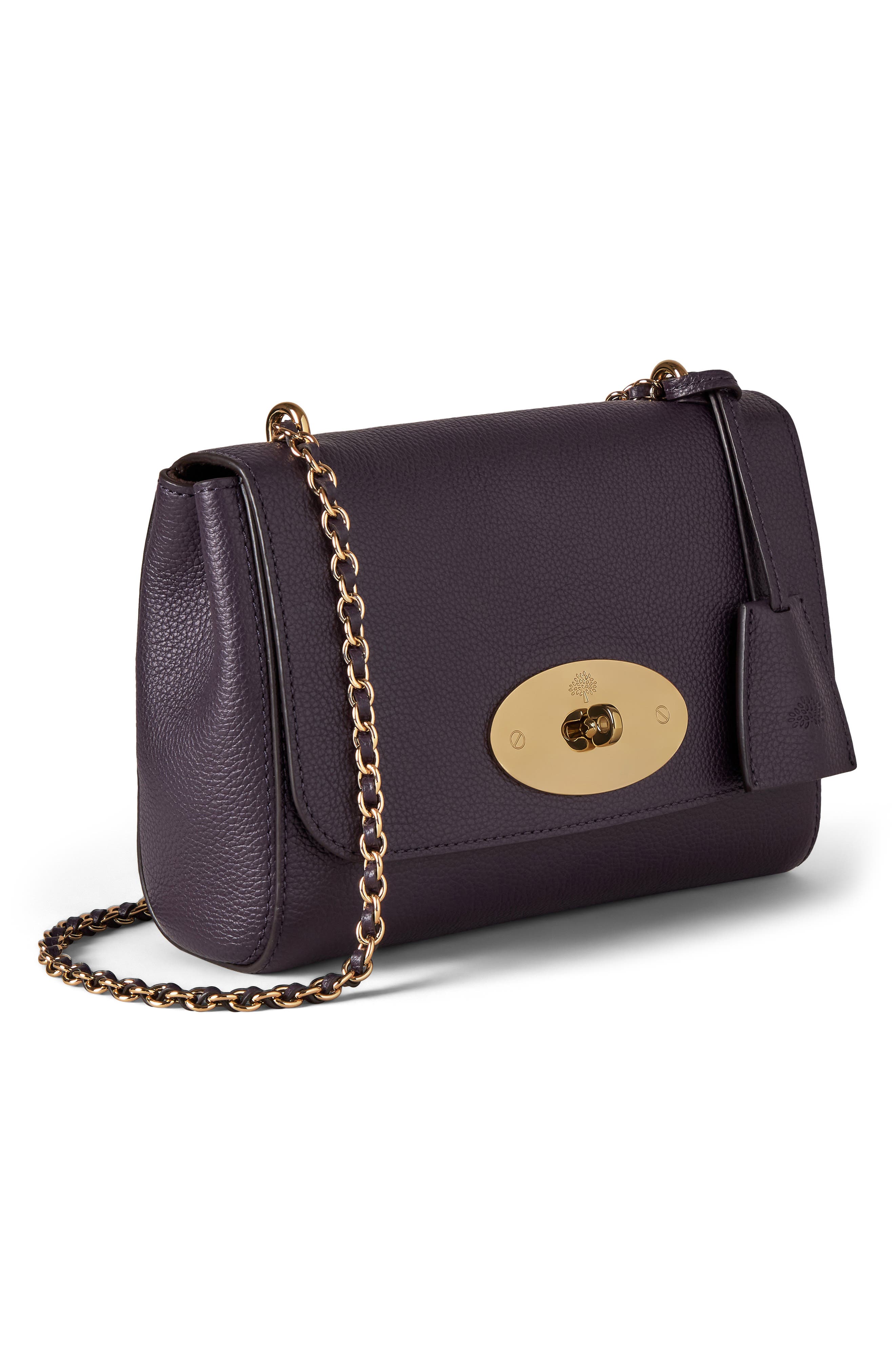 Mulberry Lily Grained Leather Shoulder Bag, Alternate, color, Deep Aubergine