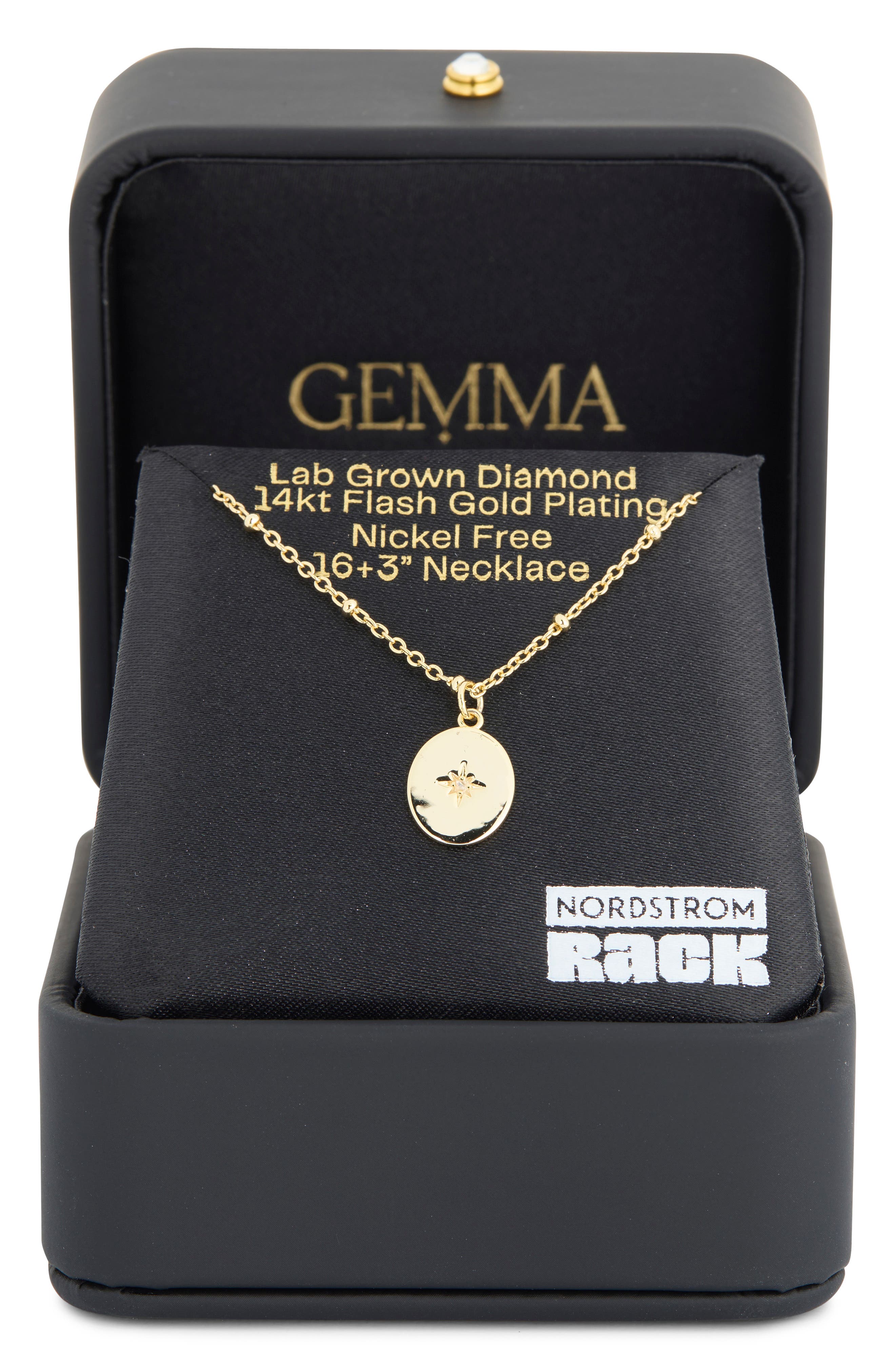 NORDSTROM RACK 14K Gold Plated Lab Grown Diamond Star Medallion Pendant Necklace