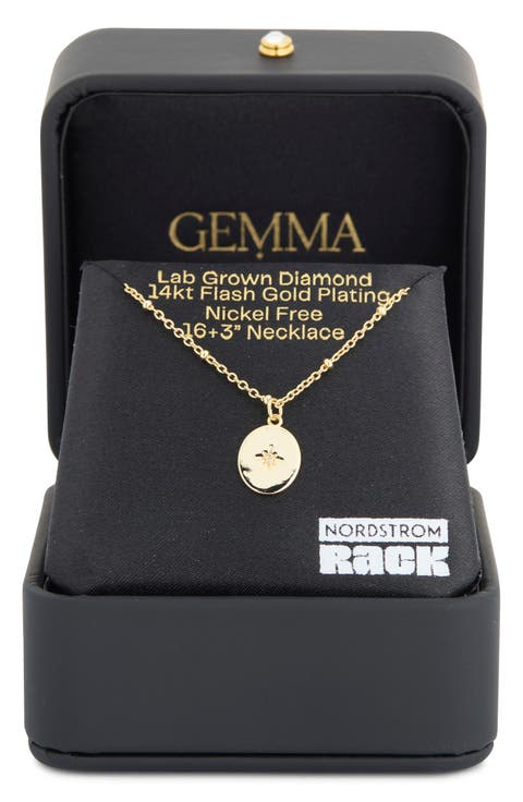 14K Gold Plated Lab Grown Diamond Star Medallion Pendant Necklace