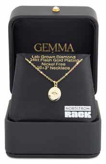 NORDSTROM RACK 14K Gold Plated Lab Grown Diamond Star Medallion Pendant Necklace