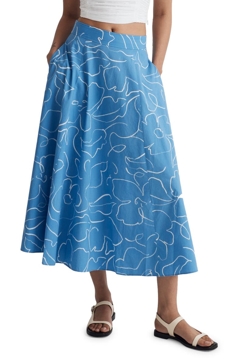 Madewell Linear Bloom Signature Poplin Maxi Skirt, Main, color, 