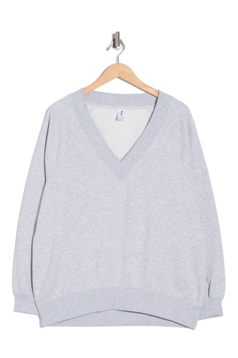 Oversized V-Neck Fleece Sweatshirt, Alternate, color, GREY SOFT HEATHER