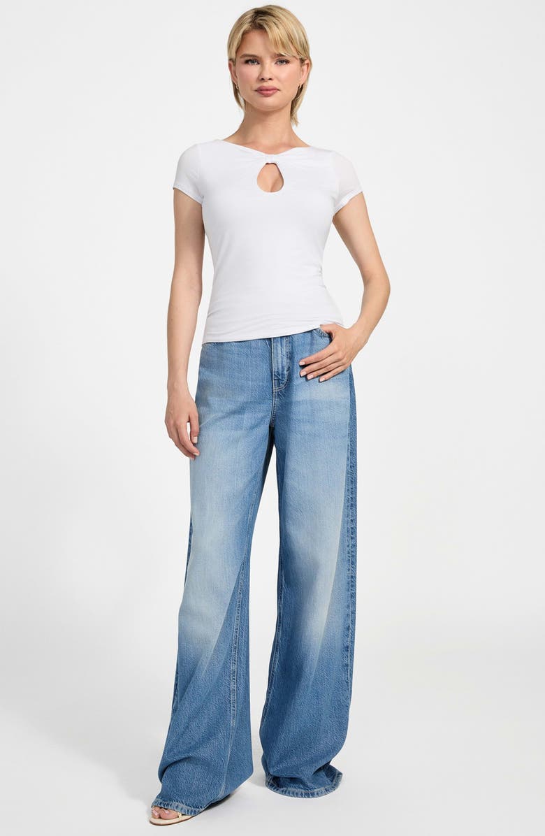 GUESS Joey Cutout Top, Alternate, color, Pure White