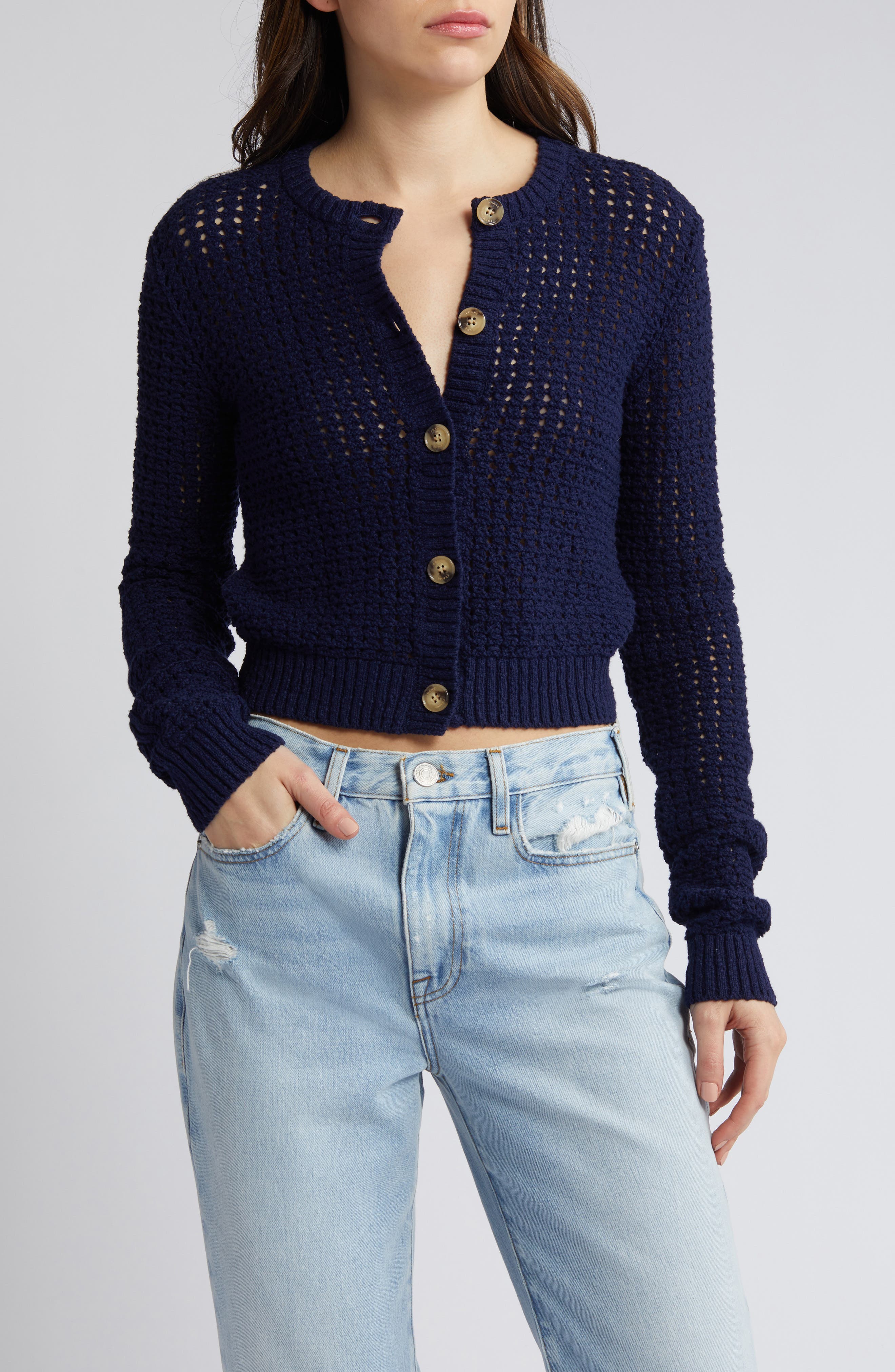 FRAME Crop Cotton Cardigan