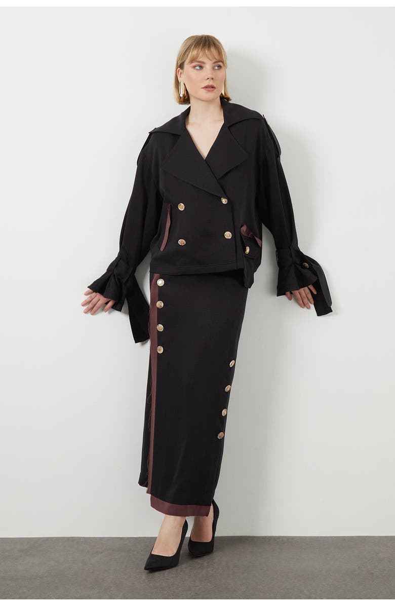 Gizia Tie-Sleeve Detail Black Jacket, Main, color, Black