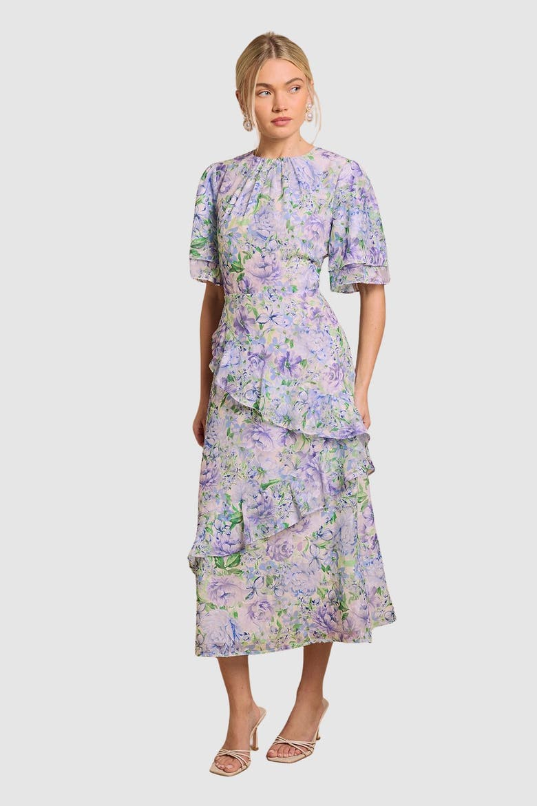 Occasion Flora Jacquard Midi Dress, Main, color, Blue