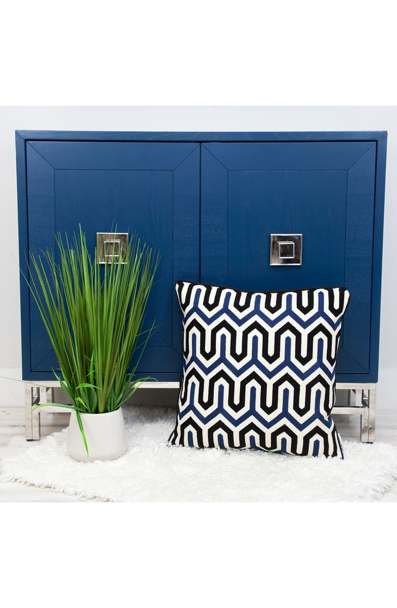 PARKLAND COLLECTION Machu Embroidered Throw Pillow, Alternate, color, Blue White Blue