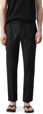 MANGO Slim Fit Drawstring Linen Blend Pants