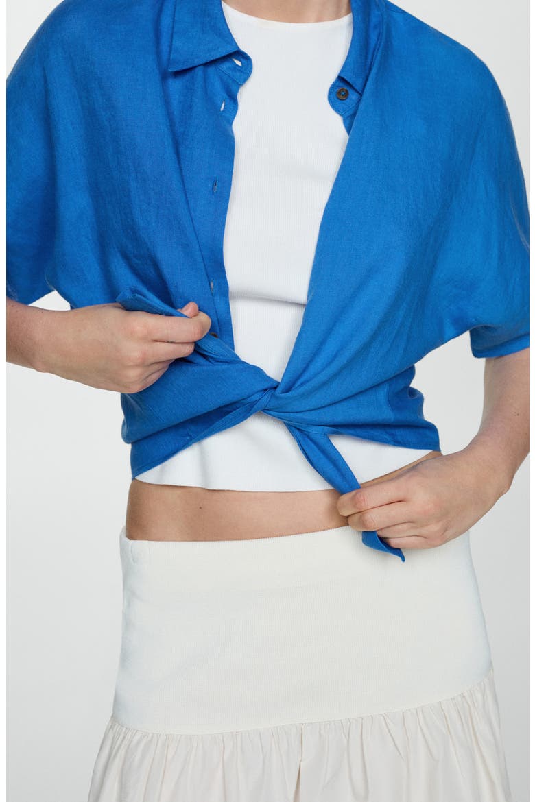 Short Sleeve Linen Button-Up Shirt, Alternate, color, INK BLUE