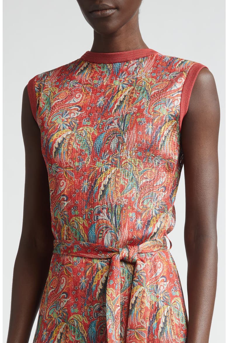 Print Fringe Sweater Dress, Alternate, color, PRINT ON RED BASE