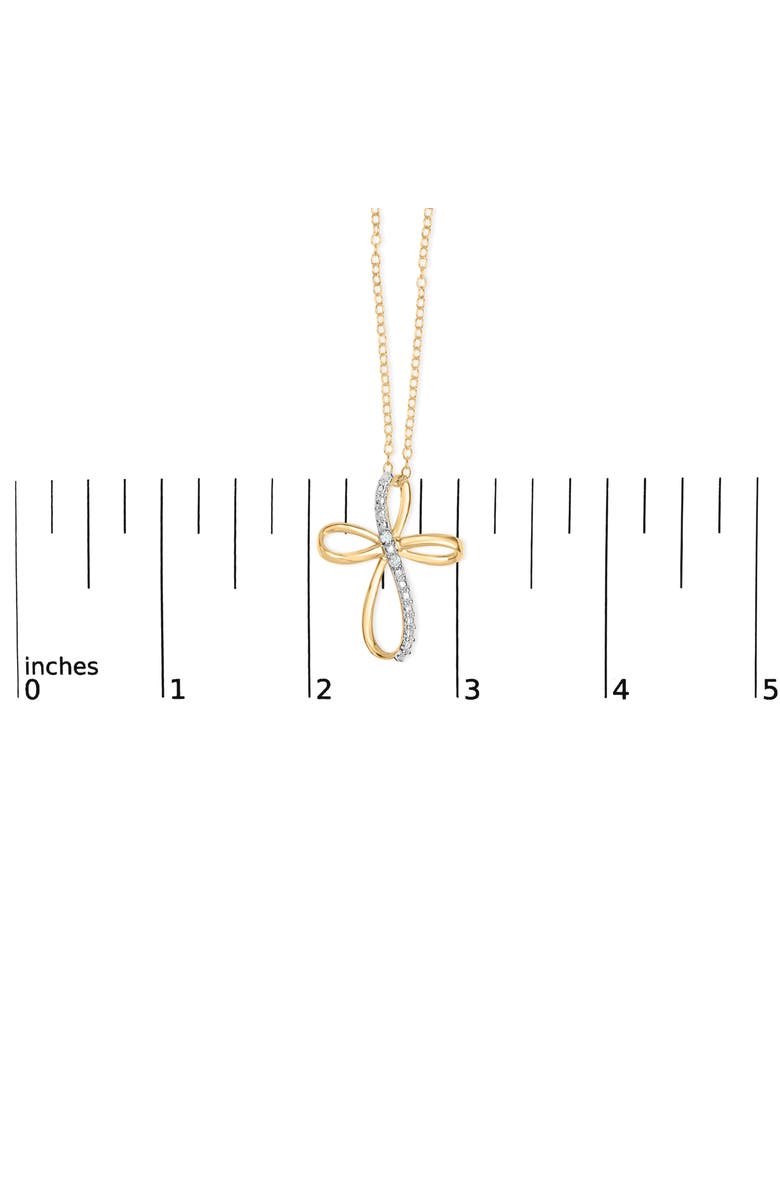 Haus of Brilliance .925 Sterling Silver Diamond Accent Cross Ribbon 18" Pendant Necklace, Alternate, color, Yellow