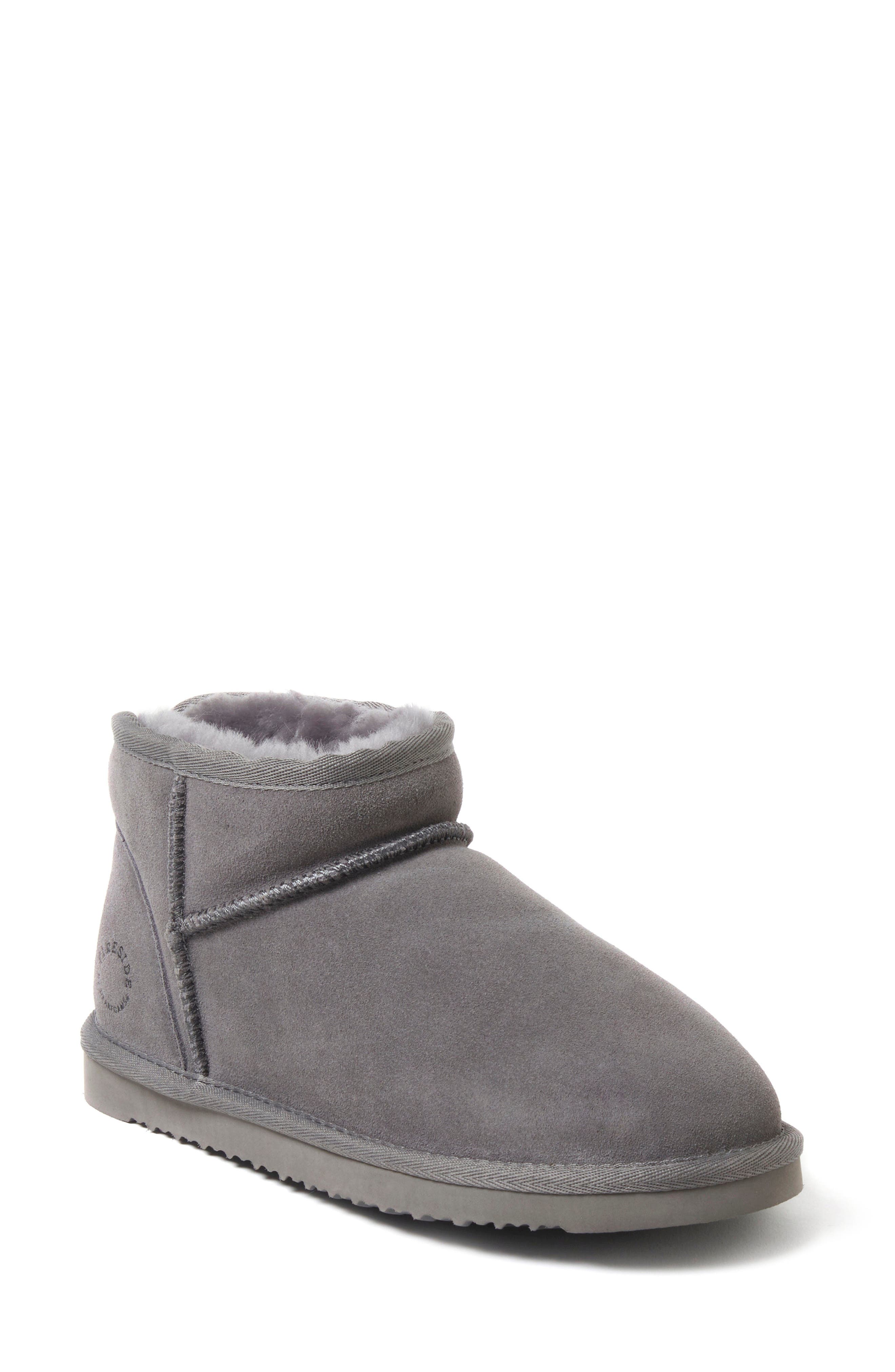 Fireside Riverland Genuine Shearling Micro Bootie, Main, color, GREY