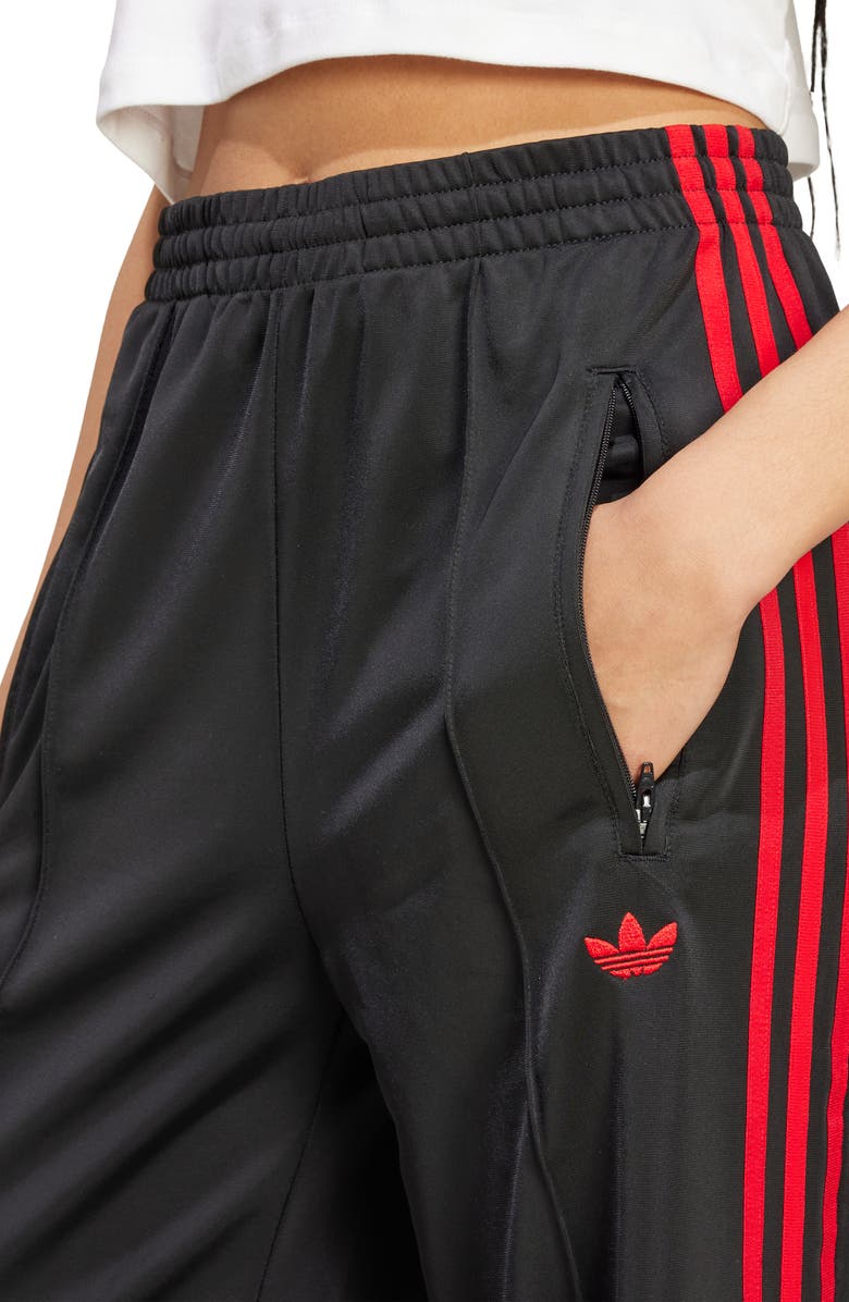 adidas Firebird Recycled Polyester Track Pants, Alternate, color, Black/ Better Scarlet