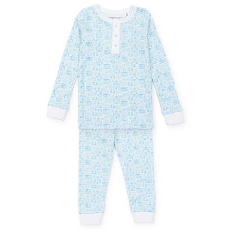 Lila & Hayes Boys Jack Pajamas Set - Blue First Down Football main image 1