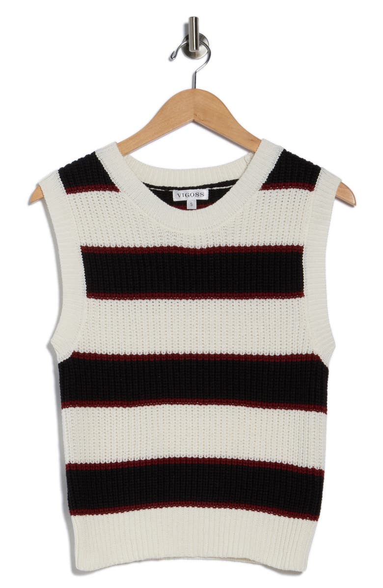Vigoss Rugby Sweater Vest, Alternate, color, Oxblood/White