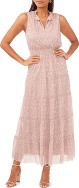 Chaus Metallic Sleeveless Tiered Maxi Dress