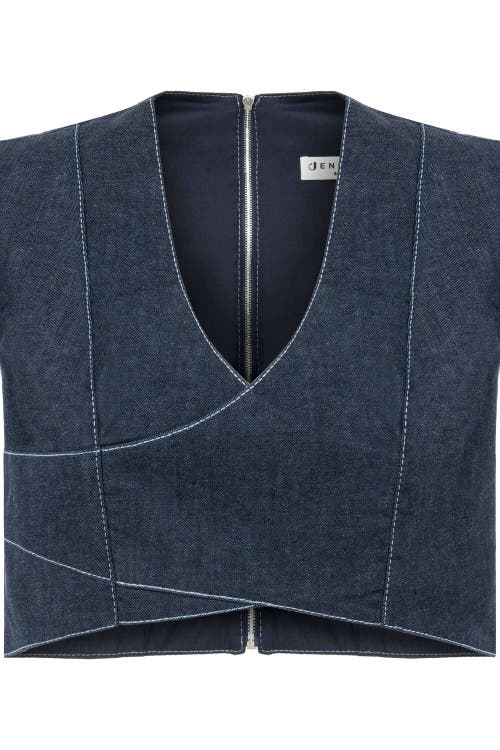 Jendue Us Vonk Crop Denim Top In Blue