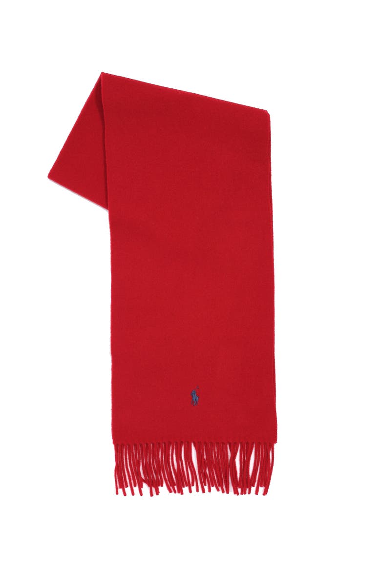 Solid Recycled Wool Scarf, Main, color, Red