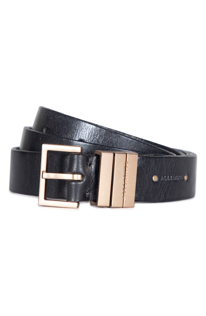 AllSaints Leather Belt, Main, color,
