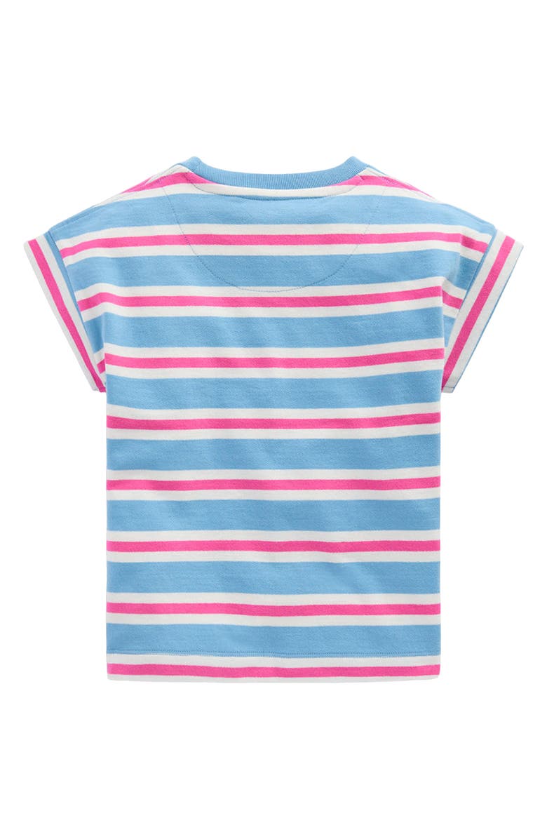 Mini Boden Kids' Stripe Short Sleeve Cotton Sweatshirt, Alternate, color, Blue Stripe