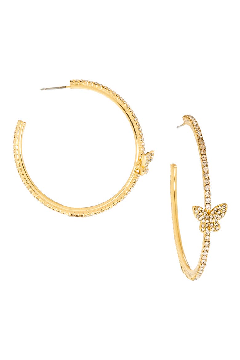 Giselle Butterfly Hoop Earrings, Main, color, GOLD