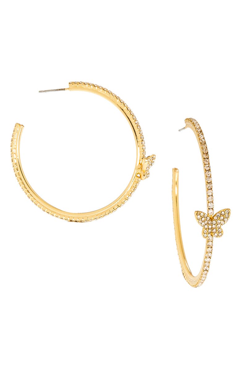 MARLYN SCHIFF Giselle Butterfly Hoop Earrings, Main, color, Gold