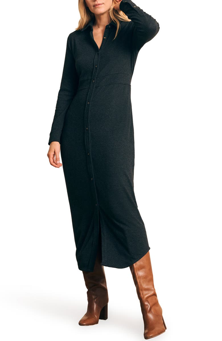 Faherty Legend Sweater Maxi Shirtdress, Main, color, 