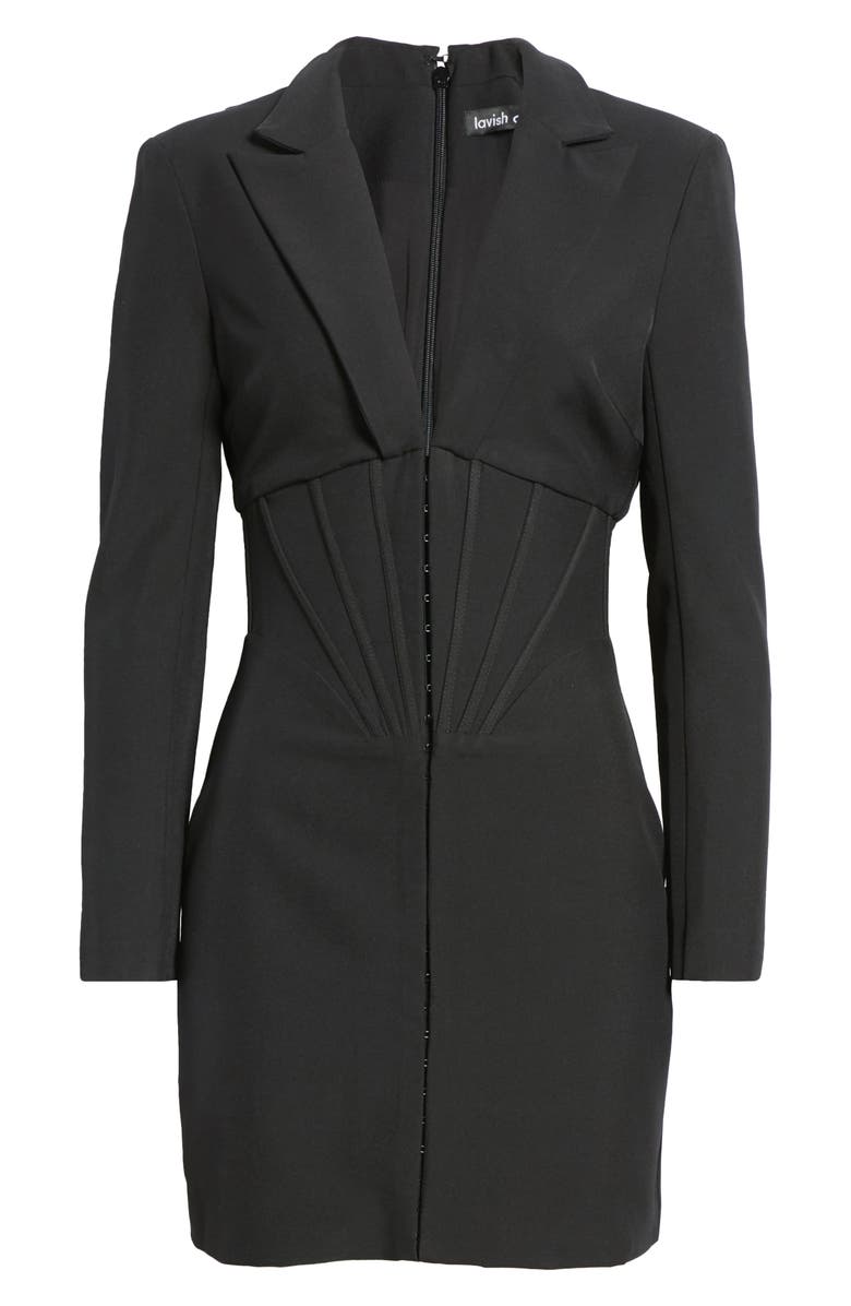 Lavish Alice Corset Long Sleeve Tux Minidress, Alternate, color, 